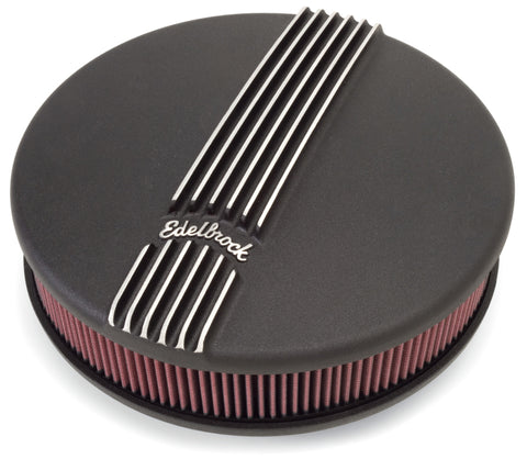 Edelbrock Air Cleaner Classic Series Round Aluminum Top Cloth Element 14In Dia X 3 9In Black - 41173