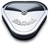 Edelbrock Air Cleaner Pro-Flo Series Triangular Steel Top 14 125In X 13 375In X 3 5In Chrome - 1222