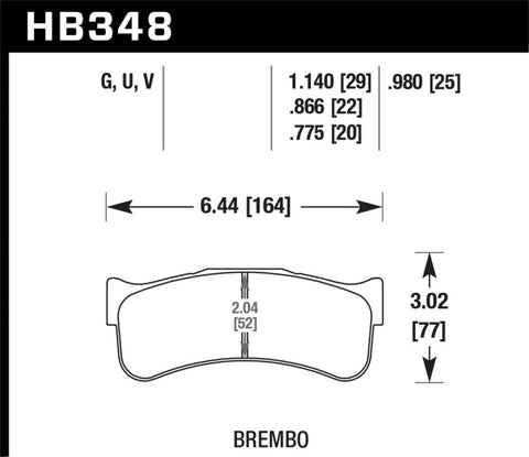 Hawk DTC-80 Brembo 25mm Race Brake Pads - HB348Q.980