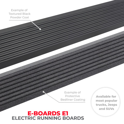 Go Rhino 20-23 Jeep Gladiator 4dr E-BOARD E1 Electric Running Board Kit (Cut/Drill Req.) - Tex. Blk - 20451687PC