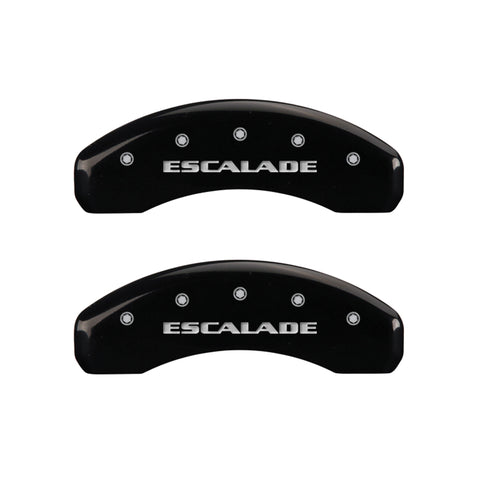 MGP 4 Caliper Covers Engraved Front & Rear Escalade Black finish silver ch - 35015SESCBK