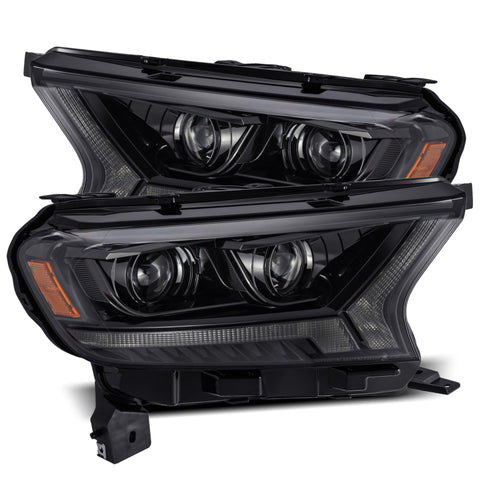 AlphaRex 19-21 Ford Ranger LUXX LED Proj Headlights Plank Style Alpha Black w/Seq Signal/DRL - 880121