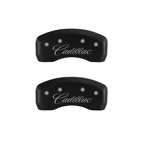 MGP 4 Caliper Covers Engraved Front & Rear Cursive/Cadillac Red finish silver ch - 35007SCADRD