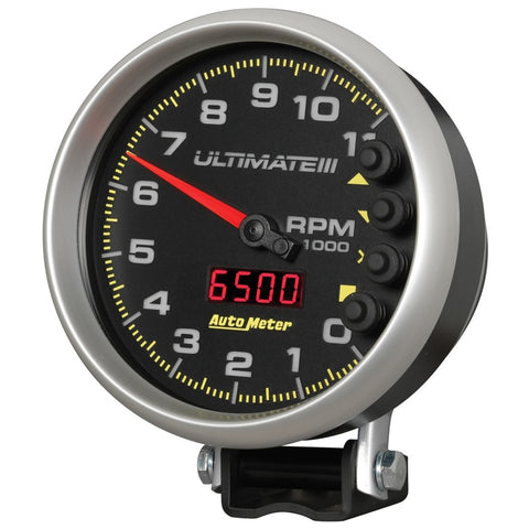 AutoMeter Gauge Tach 5in. 11K RPM Pedestal Datalogging Ultimate IIi Playback Black - 6888