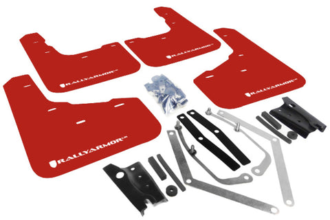 Rally Armor 13-19 USDM Ford Fiesta ST Red UR Mud Flap w/ White Logo - MF29-UR-RD/WH