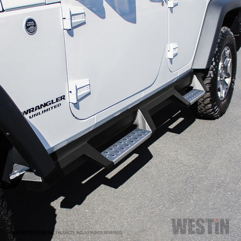 Westin 07-18 Jeep Wrangler JKU 4dr. HDX Stainless Drop Nerf Step Bars - Tex. Blk - 56-132952