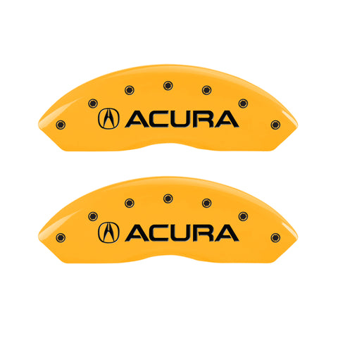 MGP 4 Caliper Covers Engraved Front Acura Engraved Rear RLX Yellow finish black ch - 39014SRLXYL