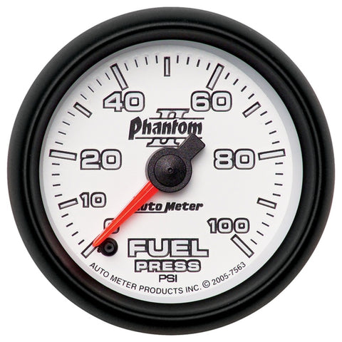 Autometer Phantom II 52.4mm Full Sweep Electronic 0-100psi Fuel Pressure Guage - 7563