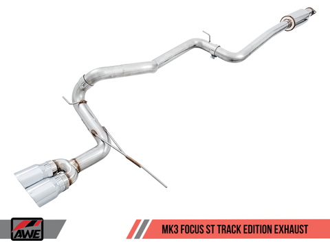 AWE Tuning Ford Focus ST Track Edition Cat-back Exhaust - Chrome Silver Tips - 3020-32034