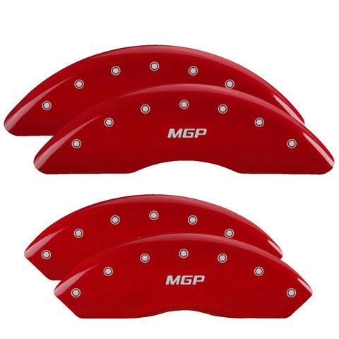 MGP 4 Caliper Covers Engraved Front & Rear GMC Red finish silver ch - 34006SGMCRD