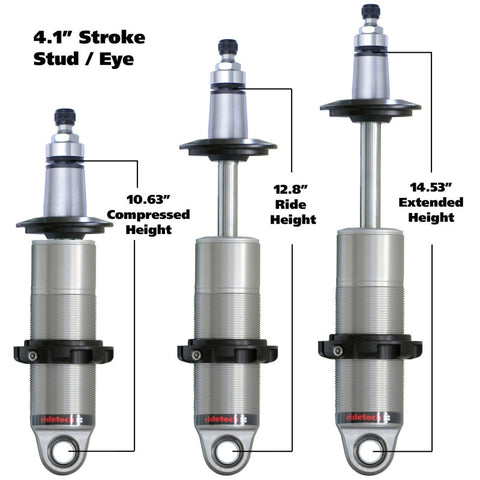 Ridetech HQ Series CoilOver Shock 4.1in Travel 2.5in Upper/Lower Bearing Mounts 10.5in/14.6in - 24149905