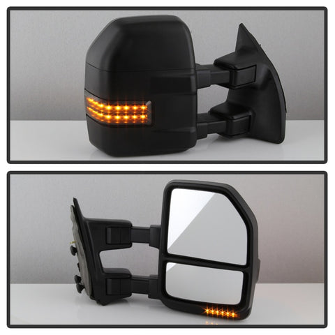 xTune 08-15 Ford Super Duty LED Telescoping Manual Mirrors - Smk (Pair) (MIR-FDSD08S-G4-MA-RSM-SET) - 9943119