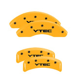 MGP 4 Caliper Covers Engraved Front & Rear Vtech Yellow Finish Black Char 2001 Acura TL - 39002SVTCYL