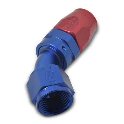 Russell Performance -6 AN Red/Blue 45 Degree Full Flow Hose End - 610090