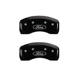 MGP 4 Caliper Covers Engraved Front & Rear Oval Logo/Ford Black Finish Silver Char 2017 Ford Fusion - 10244SFRDBK