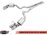 AWE Tuning 2018+ Ford Mustang GT (S550) Cat-back Exhaust - Touring Edition (Quad Chrome Silver Tips) - 3015-42102