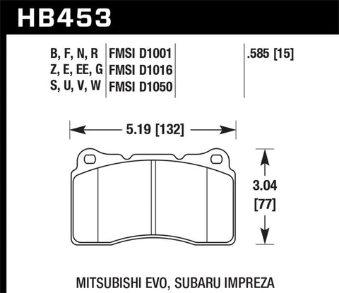 Hawk 03-06 Evo / 09-10 Evo X / 04-09 STi / 09-10 Genesis Coupe (Track Only) / 2010 Camaro SS / 08-09 - HB453F.585