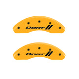 MGP 4 Caliper Covers Engraved Front & Rear With stripes/Dart Yellow finish black ch - 12199SDRTYL