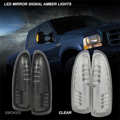 xTune Ford Superduty F250-F650 03-07 Amber LED Mirror Signal Lens - Clear ACC-LED-FDSD99-MR-C - 9924712