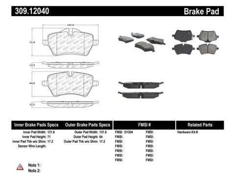 StopTech Performance 06-09 Mini Cooper/Cooper S Front Brake Pads - 309.12040