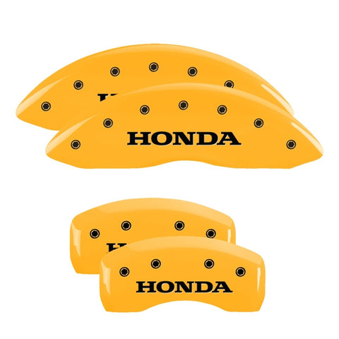 MGP 4 Caliper Covers Engraved Front & Rear Honda Yellow Finish Black Char 2009 Honda Ridgeline - 20139SHONYL