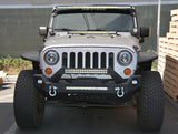 DV8 Offroad 07-18 Wrangler JK FS-17 Mid Length Steel Front Bumper w/ Fog Lights - FBSHTB-17