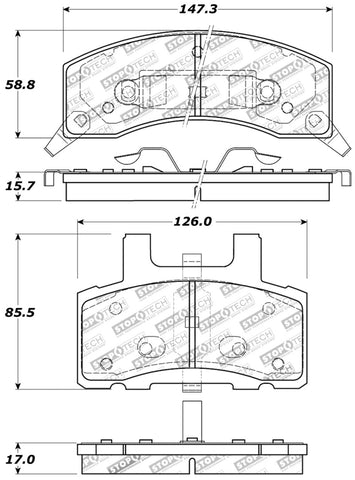 StopTech Sport Brake Pads w/Shims and Hardware - Front - 309.03700