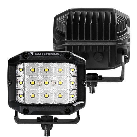 Go Rhino Xplor Bright Series Sideline Cube LED Flood Light Kit (Surface Mount) 4x3 - Blk (Pair) - 750300323FCS