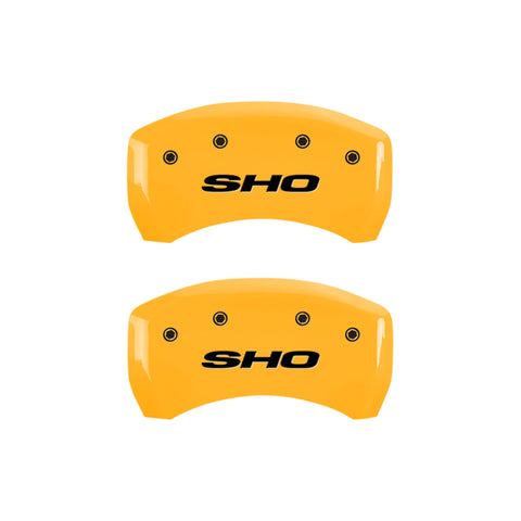 MGP 4 Caliper Covers Engraved Front & Rear SHO Yellow finish black ch - 10222SSHOYL