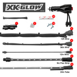 XK Glow Single Color XKGLOW UnderglowLED Accent Light Car/Truck Kit Blue - 8x24In Tube + 4x8In Strip - XK041005-B