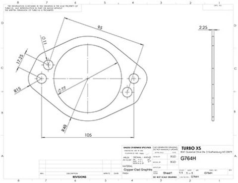 Turbo XS 4 Hole 3in Gasket 105mm Center-to-Center (Fits WS-MP-V2 / WS02-RMA / WS02-RMA-TI) - G764H