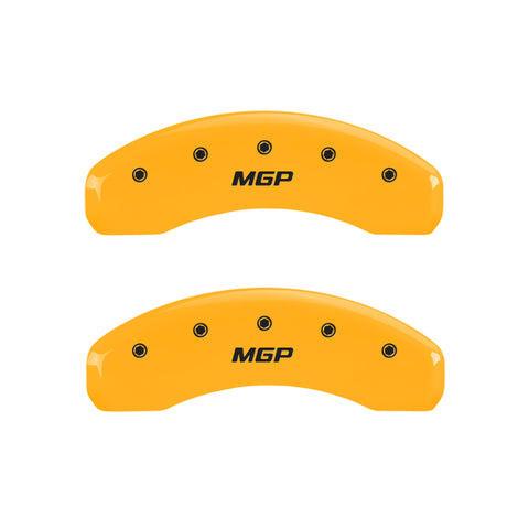 MGP 4 Caliper Covers Engraved Front & Rear MGP Yellow finish black ch - 10239SMGPYL