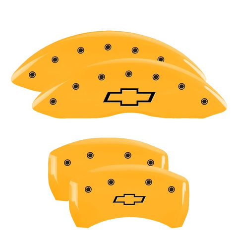 MGP 4 Caliper Covers Engraved Front & Rear Bowtie Yellow finish black ch - 14231SBOWYL