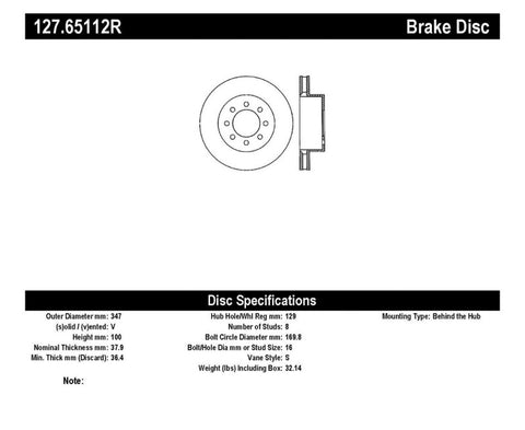 StopTech Slotted & Drilled Sport Brake Rotor - 127.65112R