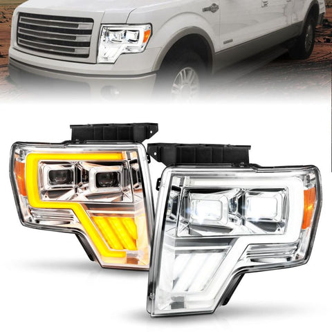 ANZO 09-14 Ford F-150 Full LED Proj Headlights w/Initiation Feature - Chrome - 111607