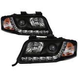 Spyder Audi A6 02-04 Projector Headlights Halogen Model Only - DRL Black PRO-YD-ADA601-DRL-BK - 5008657