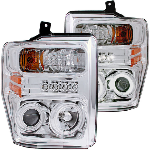 ANZO 2008-2010 Ford F-250 Projector Headlights w/ Halo Chrome (CCFL) - 111167