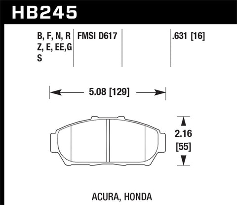 Hawk 94-01 Acura Integra (excl Type R)  HP+ Street Front Brake Pads - HB245N.631