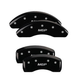 MGP 4 Caliper Covers Engraved Front & Rear Oval logo/Ford Black finish silver ch - 10239SFRDBK
