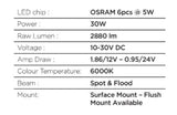 Go Rhino Xplor Blackout Combo Series Sixline LED Spot Lights w/Amber (Surface Mount) - Blk (Pair) - 750600622SBS