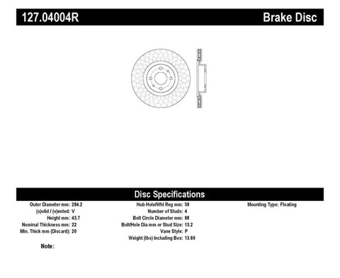 StopTech Slotted & Drilled Sport Brake Rotor - 127.04004R