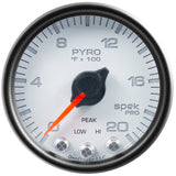 Autometer Spek-Pro Gauge Pyro. (Egt) 2 1/16in 2000f Stepper Motor W/Peak & Warn Wht/Blk - P31012