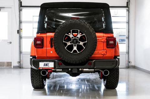 AWE Tuning 2018+ Jeep Wrangler JL/JLU Tread Edition Axle-Back Dual Exhaust - Chrome Silver Tips - 3015-32001