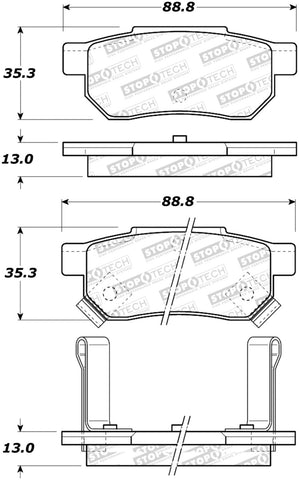 StopTech Sport Brake Pads w/Shims & Hardware - Rear - 309.03741