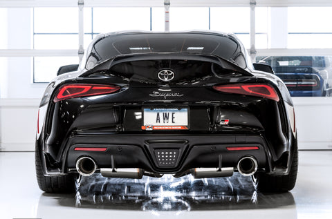 AWE 2020 Toyota Supra A90 Non-Resonated Touring Edition Exhaust - 5in Chrome Silver Tips - 3020-32058