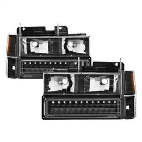 Xtune 92-94 Blazer Full Size Corner/LED Bumper Headlights Black HD-JH-CCK88-LED-AM-BK-SET - 5069542