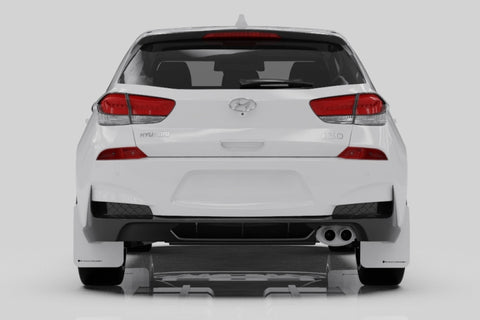 Rally Armor 19-21 Hyundai Elantra N Line White UR Mud Flap w/ Black Logo - MF59-UR-WH/BLK