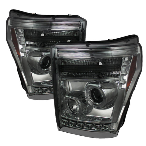 Spyder Ford Super Duty 11-15 Projector Headlights LED Halo DRL Smke Low 9006 PRO-YD-FS11-HL-SM - 5070289