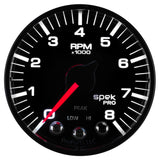 Autometer Spek-Pro Black 2 1/16 inch 8K RPM Tach w/ Shift Light and Peak Memory - P334328