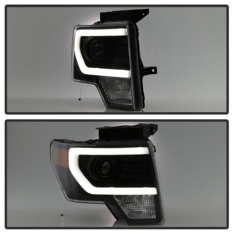 xTune Ford F150 Projector Headlights - Light Bar DRL - Black PRO-JH-FF15009-LBDRL-BK - 9037252